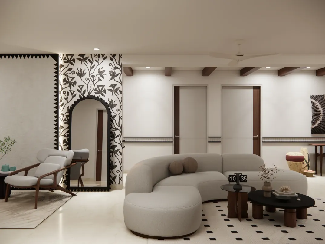 Luxury living room interior in a Kokapet residence